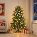 Kunstigt juletræ med julekugle 210 cm 300 LED'er Varm hvid