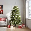 Kunstigt juletræ med julekugle 210 cm 300 LED'er Varm hvid