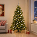 Kunstig juletræ med kugler 180 cm 300 LED'er Varm hvid