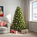 Kunstig juletræ med kugler 180 cm 300 LED'er Varm hvid