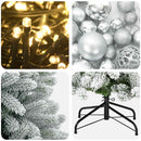 Kunstig juletræ med kugler 210 cm 300 LED'er Varm hvid