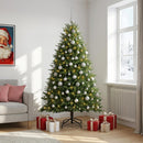 Kunstig juletræ med kugler 210 cm 300 LED'er Varm hvid