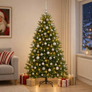 Kunstig juletræ med kugler 210 cm 300 LED'er Varm hvid