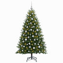 Kunstig juletræ med kugler 180 cm 300 LED'er Varm hvid