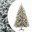 Kunstig juletræ med kugler 240 cm 300 LED'er Varm hvid