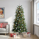 Kunstig juletræ med kugler 210 cm 300 LED'er Varm hvid