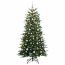 Kunstig juletræ med kugler 210 cm 300 LED'er Varm hvid