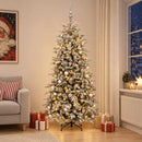 Kunstig juletræ med kugler 210 cm 300 LED'er Varm hvid
