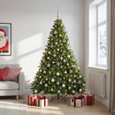 Kunstigt lysegrønt juletræ med julekugler 240 cm 300 LED'er