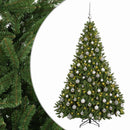 Kunstigt lysegrønt juletræ med julekugler 240 cm 300 LED'er