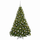 Kunstigt lysegrønt juletræ med julekugler 240 cm 300 LED'er