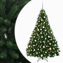 Kunstigt juletræ mellemgrønt med julekugle 210 cm 300 LED'er