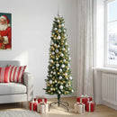 Kunstigt slankt juletræ med julekugle 240 cm 300 LED'er