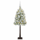 Kunstigt hængslet juletræ med julekugler 180 cm 300 LED'er