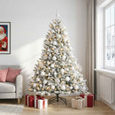 Kunstigt juletræ med julekugle 210 cm 300 LED'er Varm hvid