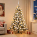 Kunstigt juletræ med julekugle 210 cm 300 LED'er Varm hvid