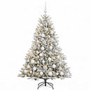Kunstigt juletræ med julekugle 210 cm 300 LED'er Varm hvid