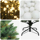 Kunstig juletræ med kugler 180 cm 300 LED'er Varm hvid