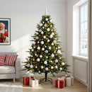 Kunstigt juletræ med julekugle 210 cm 300 LED'er Varm hvid