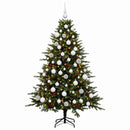 Kunstigt juletræ med julekugle 210 cm 300 LED'er Varm hvid