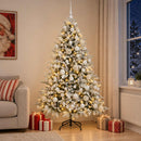 Kunstigt juletræ med julekugle 180 cm 300 LED'er Varm hvid