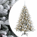 Kunstigt juletræ med julekugle 210 cm 300 LED'er Varm hvid
