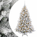 Kunstig juletræ med kugler 210 cm 300 LED'er Varm hvid