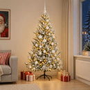 Kunstigt juletræ med julekugle 210 cm 300 LED'er Varm hvid