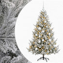 Kunstigt juletræ med julekugle 210 cm 300 LED'er Varm hvid
