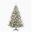 Kunstigt juletræ med julekugle 210 cm 300 LED'er Varm hvid