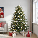 Kunstigt juletræ med julekugle 210 cm 300 LED'er Varm hvid