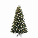Kunstig juletræ med kugler 180 cm 300 LED'er Varm hvid