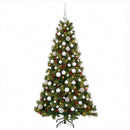 Kunstigt juletræ med julekugle 180 cm 300 LED'er Varm hvid
