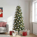 Kunstig juletræ med kugler 180 cm 300 LED'er Varm hvid