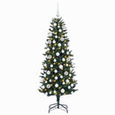Kunstig juletræ med kugler 180 cm 300 LED'er Varm hvid