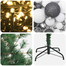 Kunstigt juletræ med julekugle 180 cm 300 LED'er Varm hvid