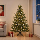 Kunstigt juletræ med julekugle 210 cm 300 LED'er Varm hvid