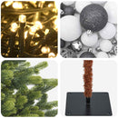 Kunstigt juletræ med julekugle 210 cm 300 LED'er Varm hvid