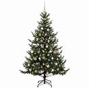 Kunstigt juletræ med julekugle 210 cm 300 LED'er Varm hvid