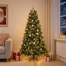 Kunstigt juletræ med julekugle 210 cm 300 LED'er Varm hvid