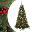 Kunstigt juletræ med julekugle 210 cm 300 LED'er Varm hvid