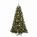 Kunstigt juletræ med julekugle 210 cm 300 LED'er Varm hvid
