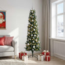 Kunstigt, smalt juletræ med julekugler 240 cm 300 LED'er