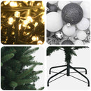 Kunstigt, smalt juletræ med julekugler 240 cm 300 LED'er