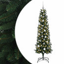 Kunstigt, smalt juletræ med julekugler 240 cm 300 LED'er