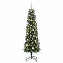 Kunstigt, smalt juletræ med julekugler 240 cm 300 LED'er