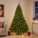 Kunstigt juletræ lysegrønt med julekugler 270 cm 600 LED'er