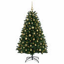 Kunstigt juletræ mørkegrønt med julekugler 270 cm 600 LED'er