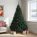 Kunstigt juletræ mørkegrønt med julekugler 270 cm 600 LED'er