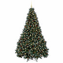 Kunstigt juletræ, grønt med julekugle 270 cm 300 LED'er